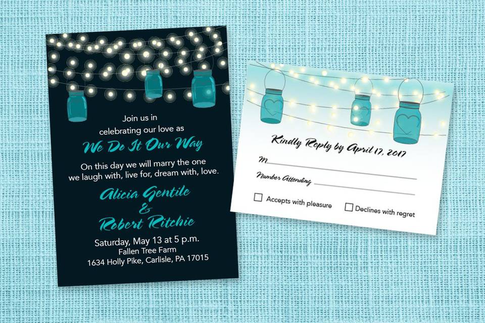 Invite using wedding colors