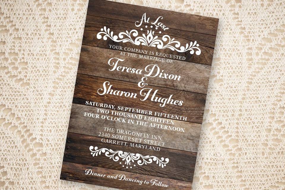 Rustic wedding invite