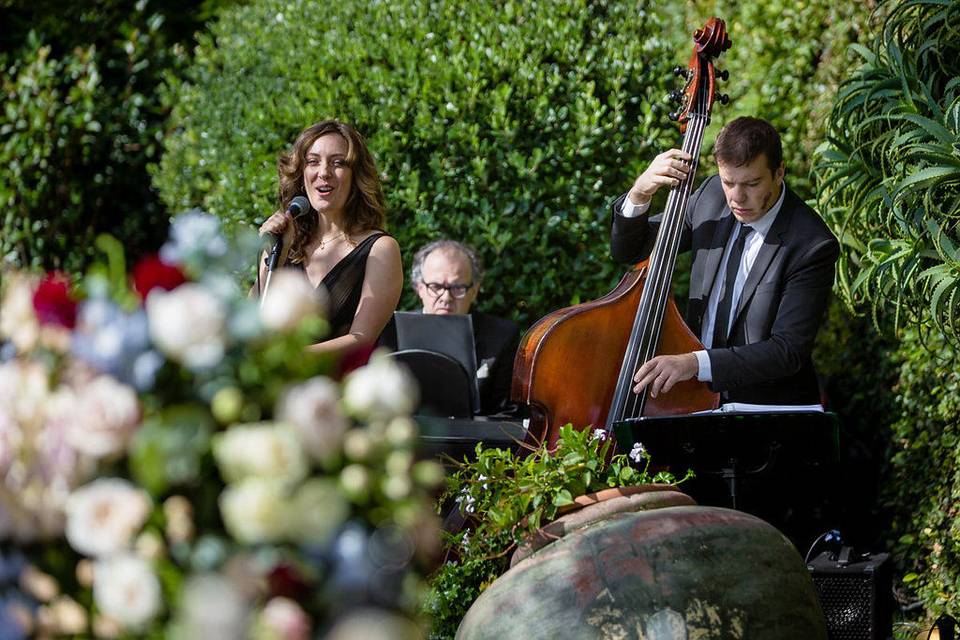 Jazz trio performing at Hotel Splendido, Portofino