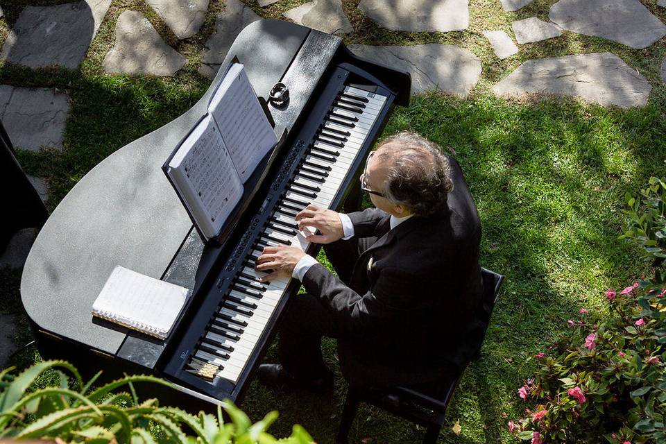 Jazz trio performing at Hotel Splendido, Portofino