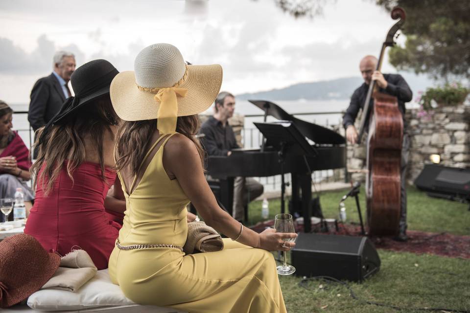 Jazz band performing at Castello Canevaro, Zoagli