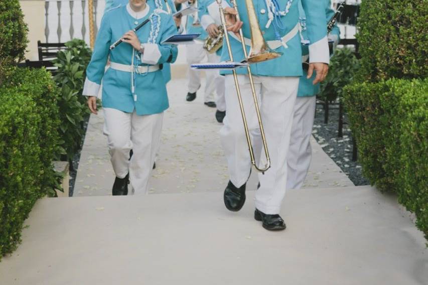 Italian folk marching band performing at La Cervara, Portofino - photo by Pure White Photography