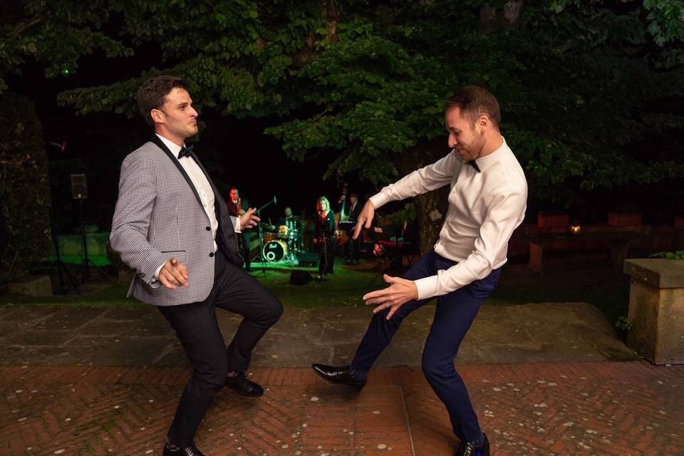 Italian swing and jazz Band performing during a wedding reception in Florence, Italy