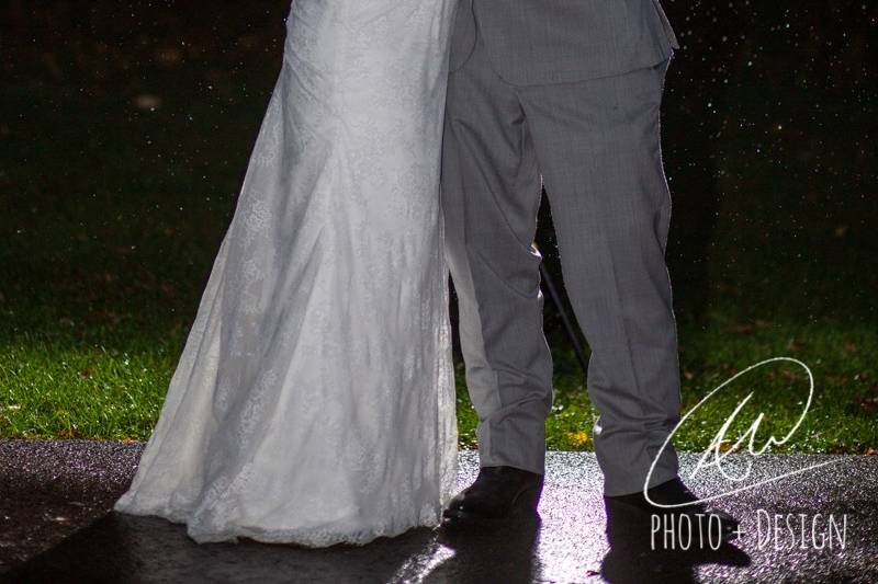 Couple kissing in the rain