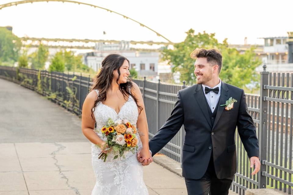 Walking couple in pittsburgh