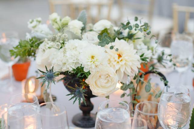 Table setting and floral centerpiece