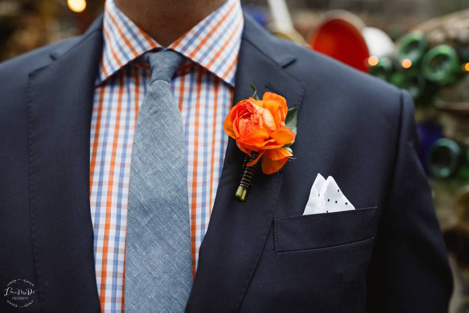 Orange boutonniere