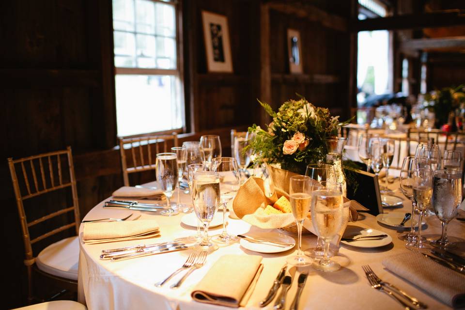 Table setup with centerpiece