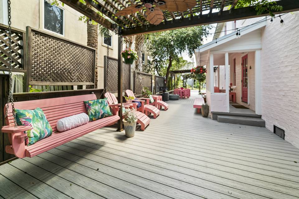 Pink benches