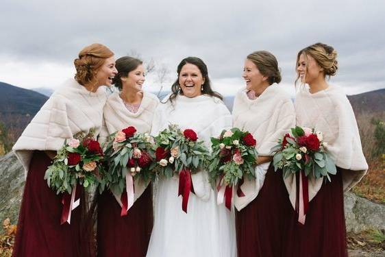 The bride with her bridesmaids