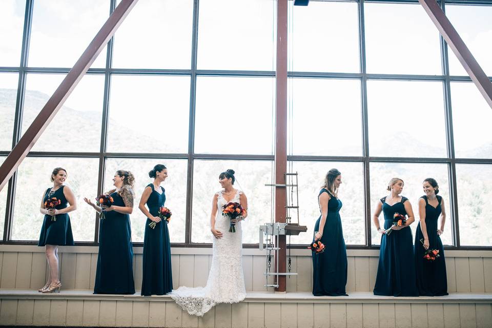 The bride with her bridesmaids