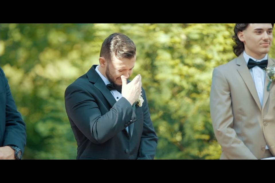 Groom crying