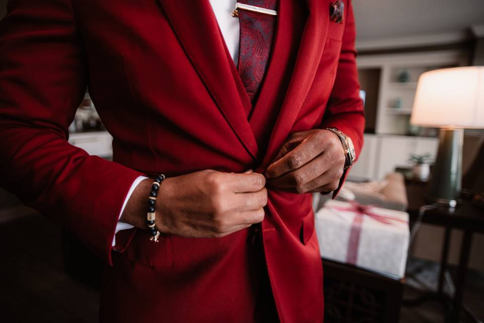 Groom getting ready