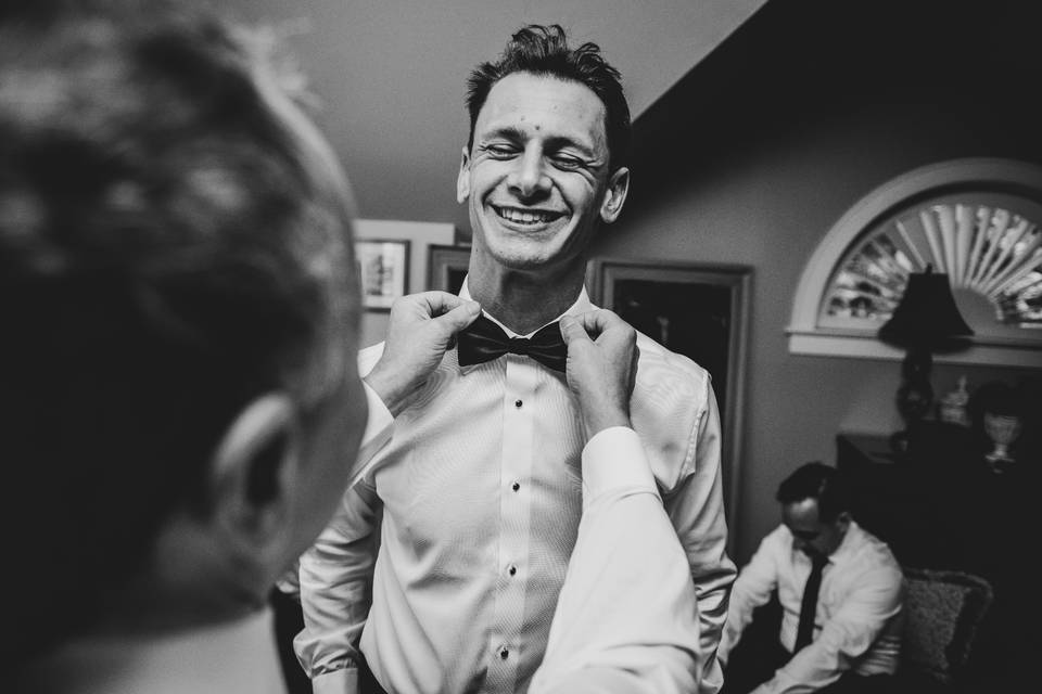 Groom getting ready