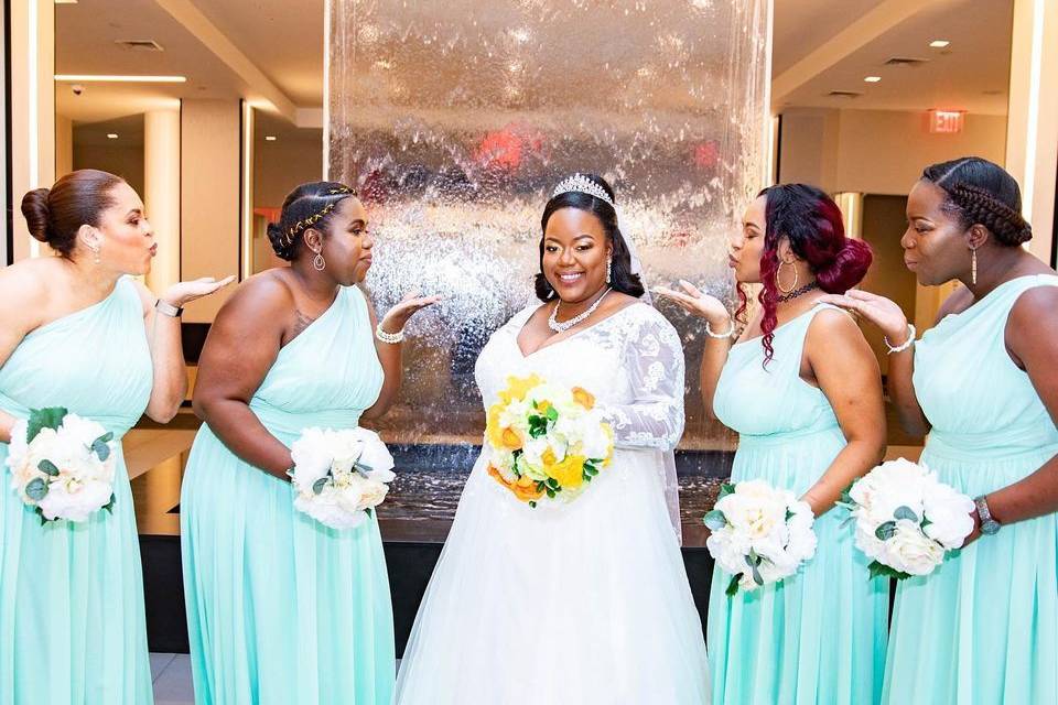 Bride and bridesmaids