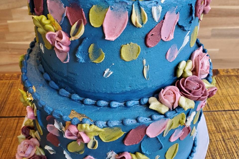 Painted buttercream cake