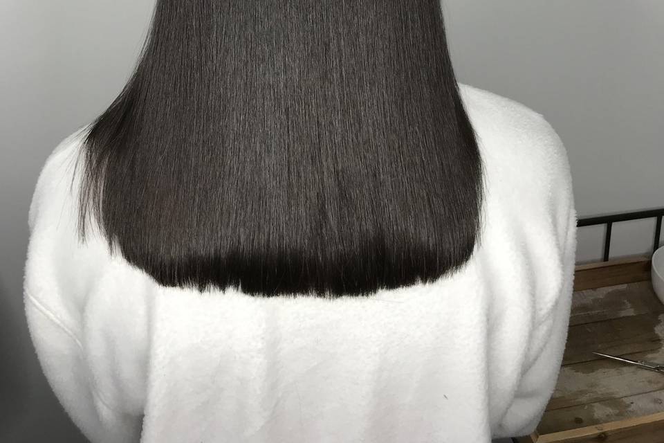Silk press with trim