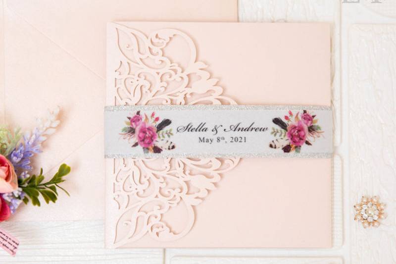 Blush Floral Laser Cut Pocket