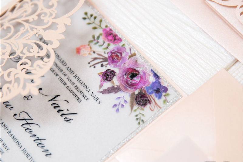 Blush Floral Laser Cut Pocket