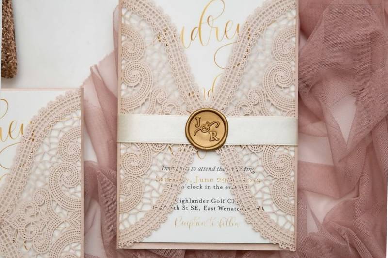 Blush Laser Cut Lace Invite