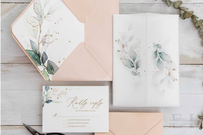 Blush & Vellum Fold w/Leaves