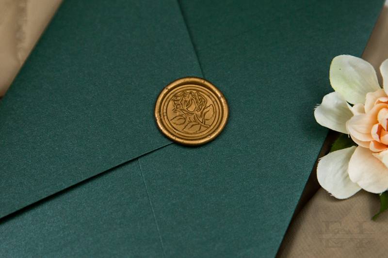 Emerald & Gold Flat Invitation