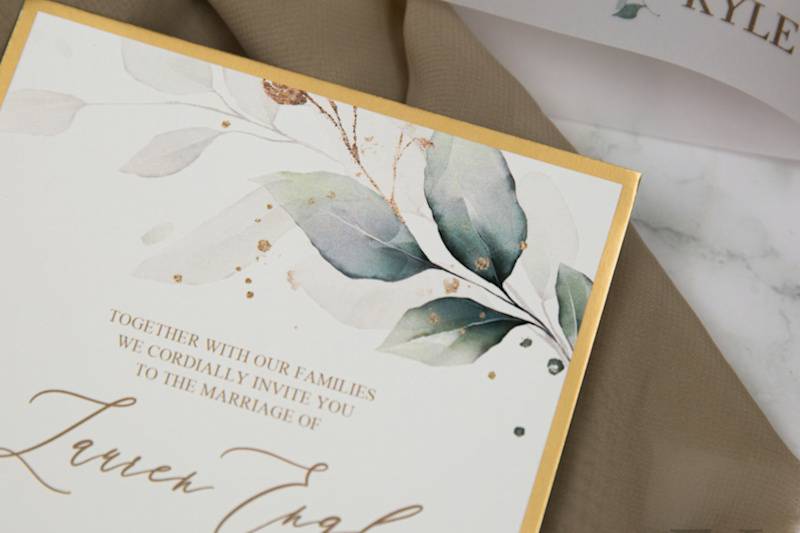 Emerald & Gold Flat Invitation