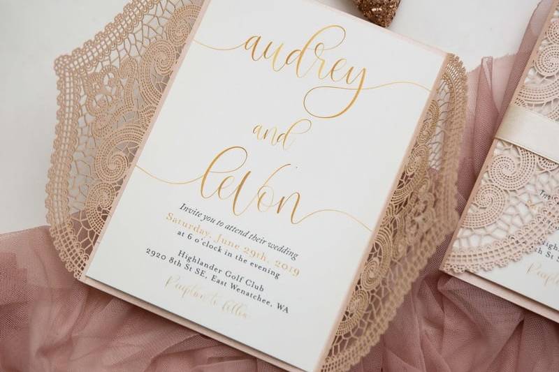 Blush Laser Cut Lace Invite