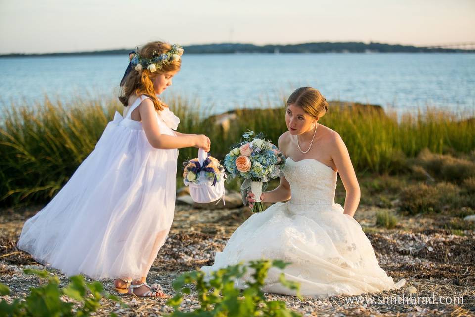 Bride and flower girl