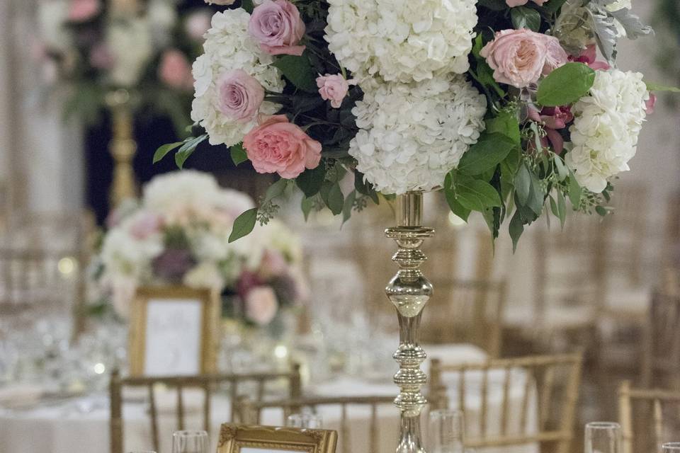 Table setup with centerpiece