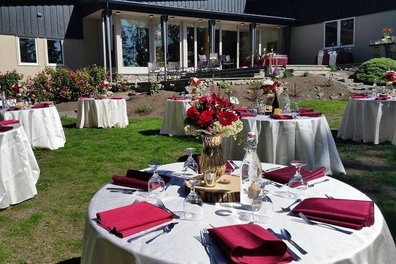 Table setup in an outdoor area