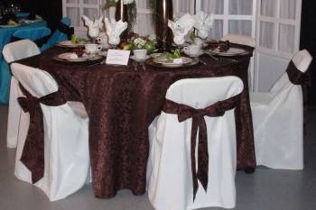 Crystal City Party Center Backdrop, linens
