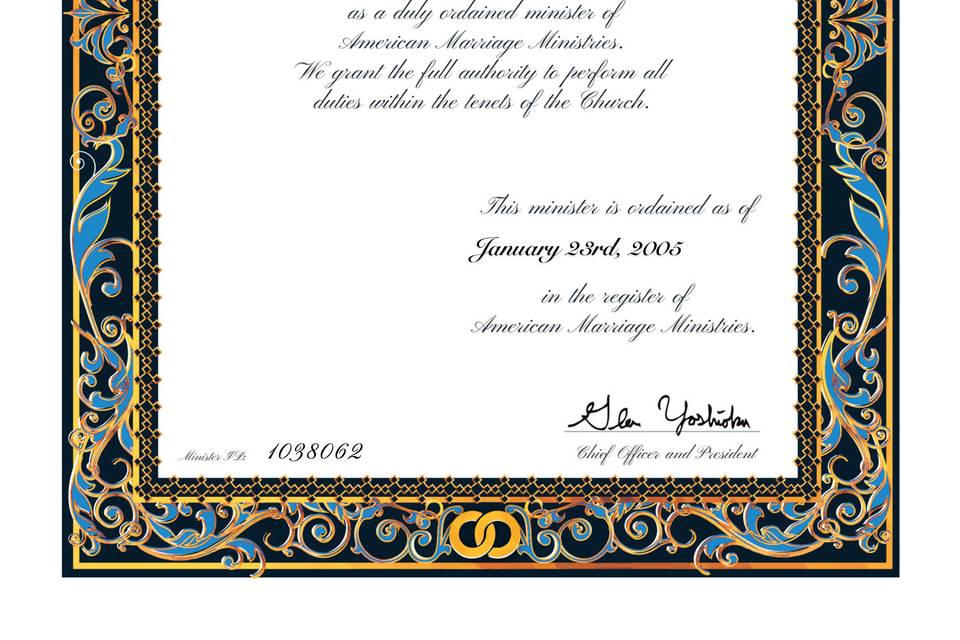 Ministry Certificate AMM