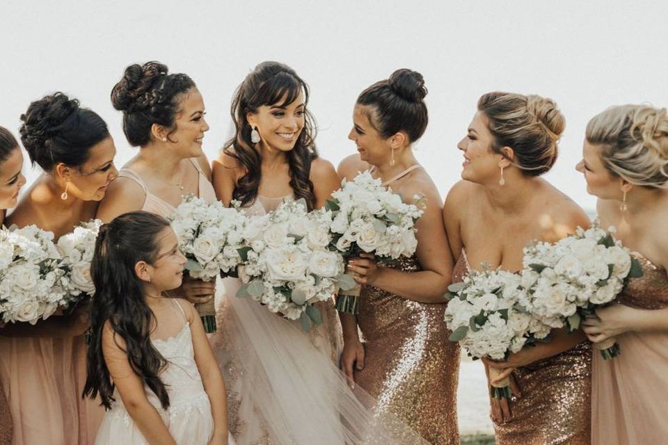 The bride with her bridesmaids