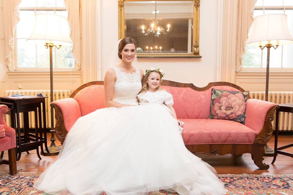 Bride and flower girl