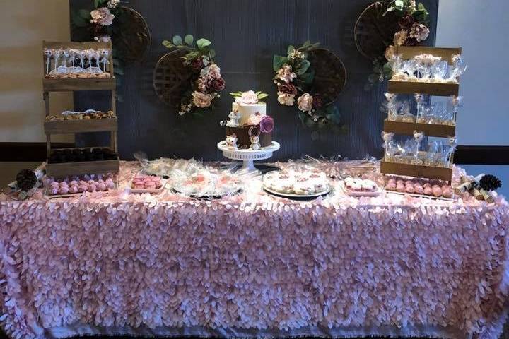 Cake table with dessert displays