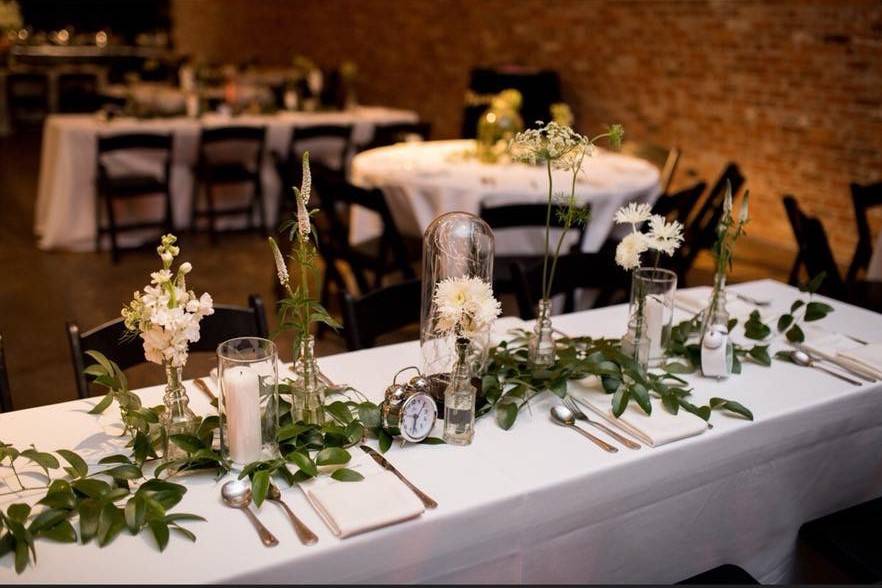 Bride & groom reception table.