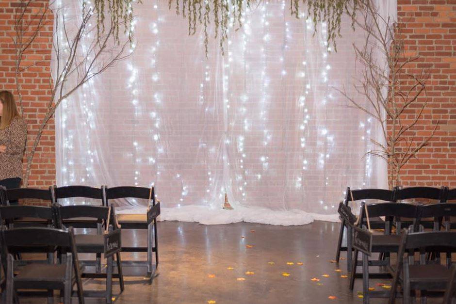 Ceremony area with rustic brick