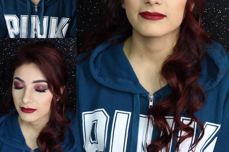 Red themed makeup
