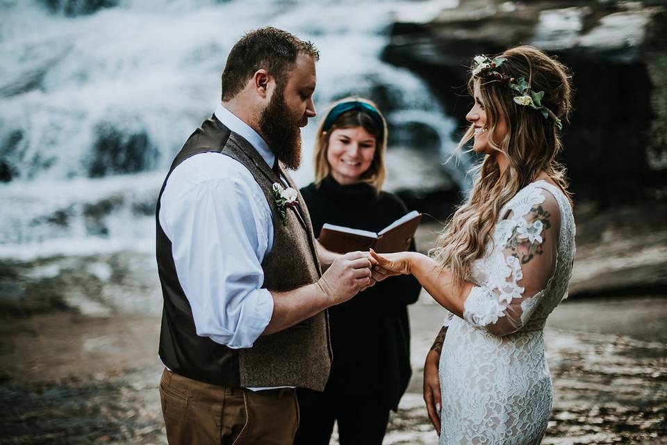 Waterfall elopement