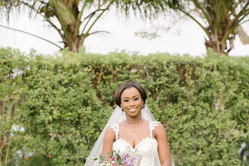 Bride's gown and bouquet