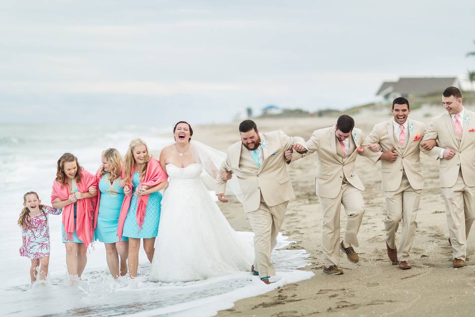 Newlyweds and their guests at the ebach