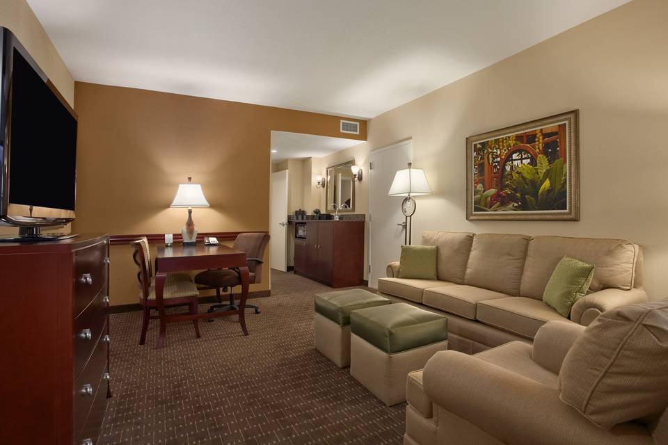 Two-room suites also offer a pullout sofa bed and modern decor and amenities.