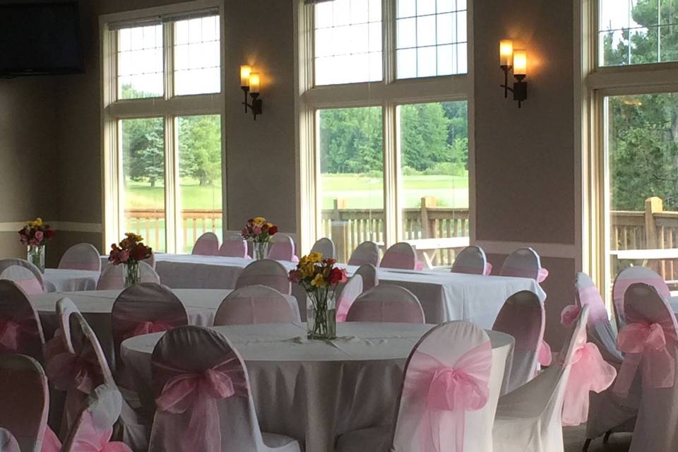 Table setup with flower centerpiece