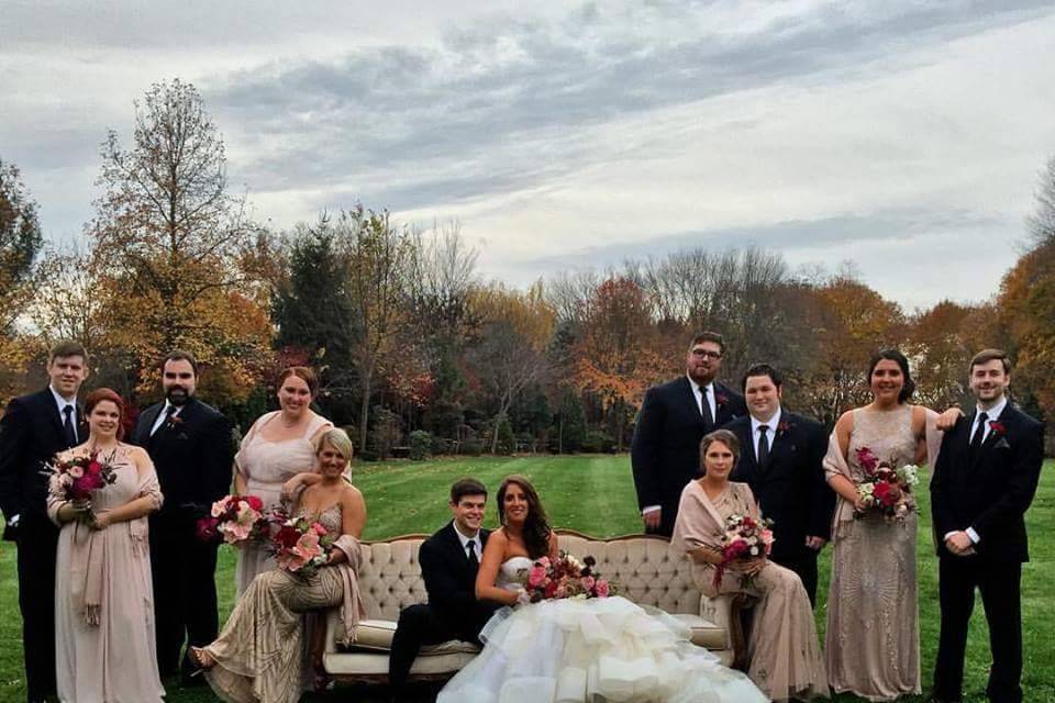 Newlyweds, family, and friends