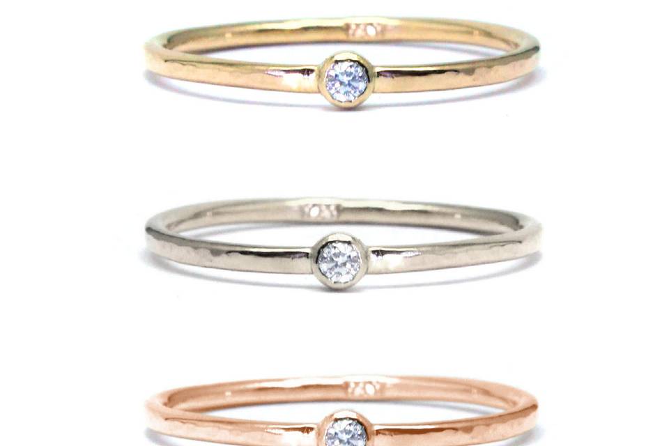 Dainty Gold Solitaire Rings
