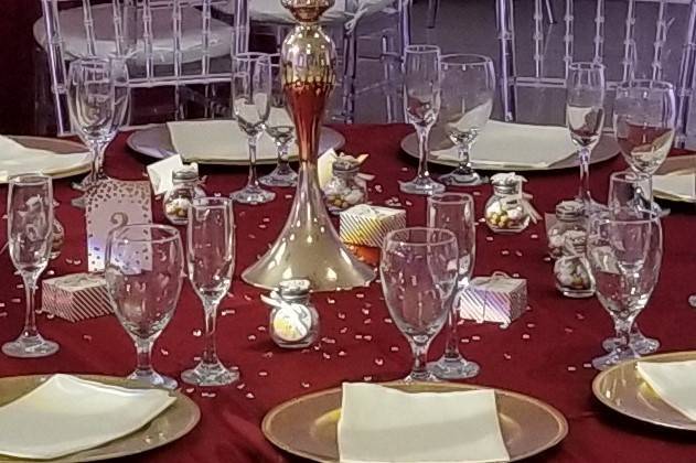 Red table set up
