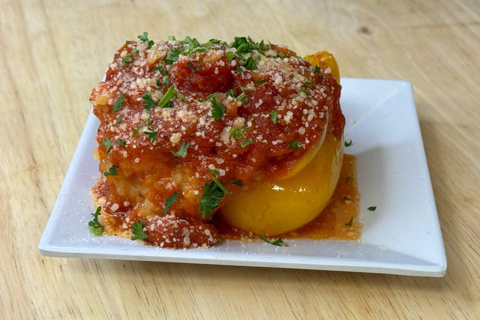 Vegan risotto stuffed peppers