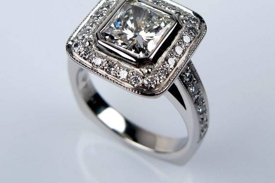Palladium and diamond custom wedding ring.
