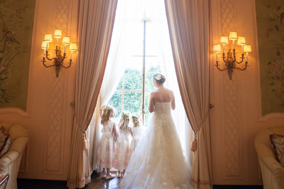 Bride and flower girls